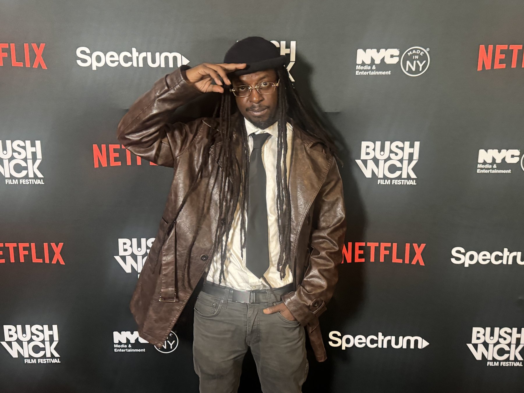 Jorès Philippe Jr. on the red carpet at the 2026 Bushwick Film Festival