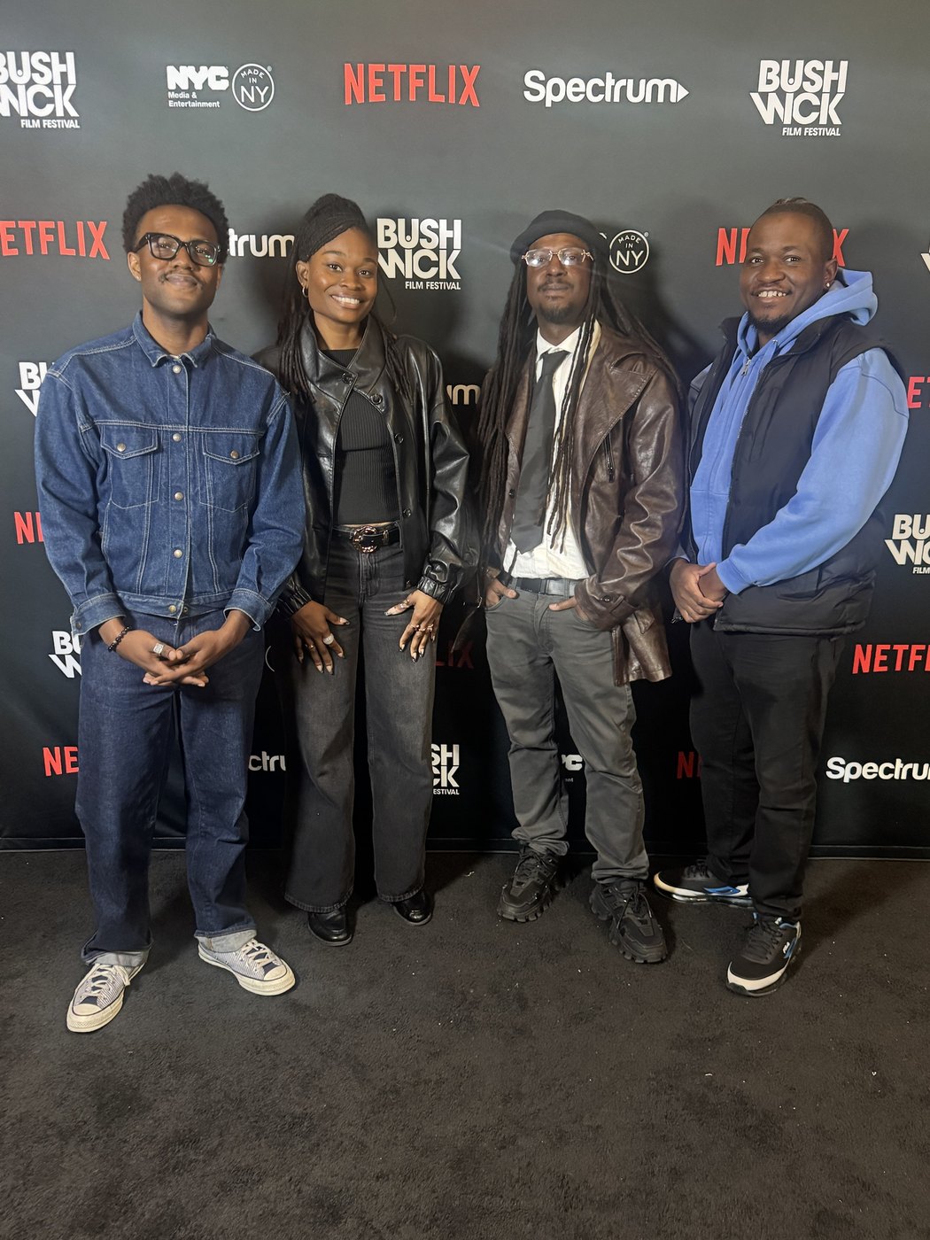 Jorès Philippe Jr. with collaborators at the Bushwick Film Festival